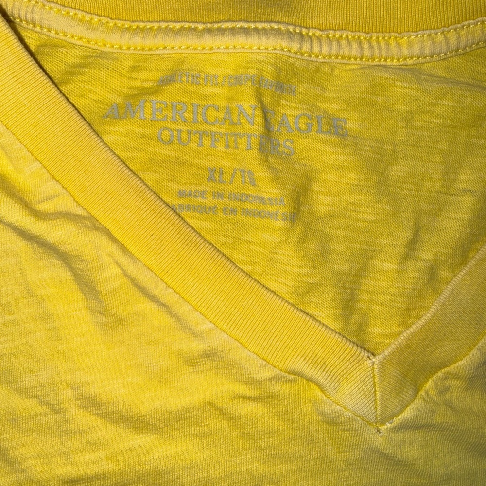 American Eagle Outfitters Bright Yellow V-Neck Tee - Picture 2 of 4